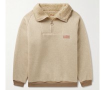Alpine Strick-Sweatshirt mit Fleecefutter, kurzem Reißverschluss und Logoapplikation