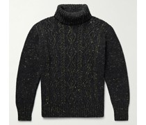 Cable-Knit Donegal Merino Wool and Cashmere-Blend Rollneck Sweater
