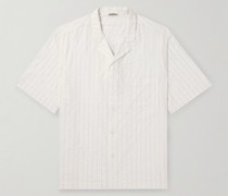 Bagolo Hemd aus Baumwollpopeline mit Nadelstreifen und Stehkragen