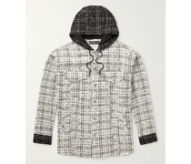 Hemdjacke aus Tweed aus einer Baumwollmischung mit Kapuze und Logostickerei