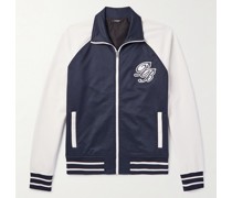 Trainingsjacke aus glänzendem Jersey mit Streifen und Logoapplikation