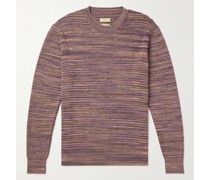 Gestreifter Rippstrickpullover aus Wolle in Space-Dye-Optik