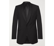 Schwarze Smokingjacke aus einer Woll-Mohairmischung in schmaler Passform