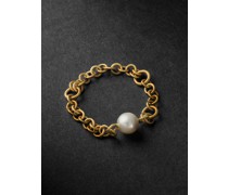 Akoya Gravity Pearl 18-Karat Gold Chain Ring