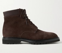 Taron Stiefel aus Veloursleder mit Lederbesatz