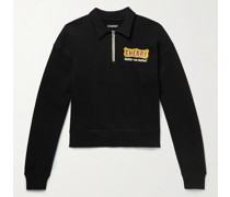Sweatshirt aus Baumwoll-Jersey mit kurzem Reißverschluss und Logoapplikation
