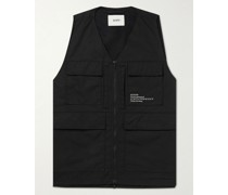 Logo-Embroidered Cotton-Blend Shell Gilet