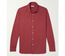 Cutaway-Collar Garment-Dyed Twill Shirt