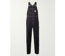 Latzhose aus Denim mit Logoapplikation