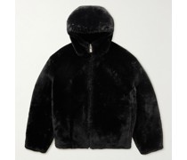 Oversized Reversible Faux Fur and Shell Hooded Bomber Jacket