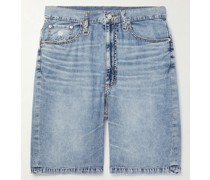 Gerade geschnittene Jeansshorts mit Logostickerei