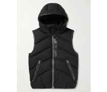 Leather-Trimmed Quilted Cashmere and Wool-Blend Hooded Down Gilet