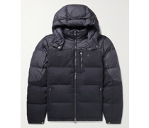 Quilted Wool-Blend Twill and Ripstop Down Hooded Jacket