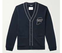 + Prince Schmal geschnittener Cardigan aus Baumwoll-Jersey mit Logoapplikation und Paspeln