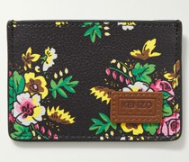 Logo-Appliquéd Floral-Print Faux Leather Cardholder