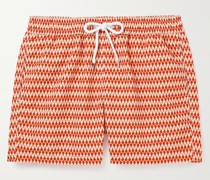Gerade geschnittene kurze Badeshorts aus recyceltem Material mit Print