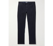Schmal geschnittene Hose aus Stretch-Baumwoll-Twill