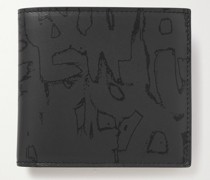 Aufklappbares Portemonnaie aus bedrucktem Leder