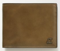 Aufklappbares Portemonnaie aus Leder mit Logoapplikation