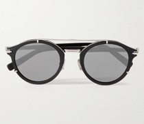 Blacksuit R7U Sonnenbrille mit rundem Rahmen aus Azetat und silberfarbenen Details