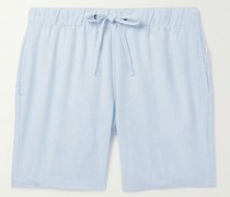 Straight-Leg Long-Length Striped Linen-Blend Swim Shorts