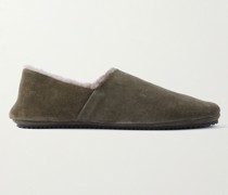 Slippers aus Veloursleder mit Shearling-Futter