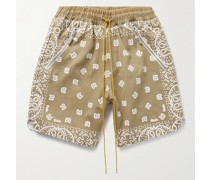 Gerade geschnittene Shorts aus Baumwoll-Twill mit Bandana-Print und Kordelzugbund
