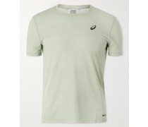 Ventilate T-Shirt aus recyceltem Jersey mit Perforationen und Logoprint