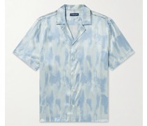 Roberto Hemd aus bedrucktem Seidensatin mit Reverskragen