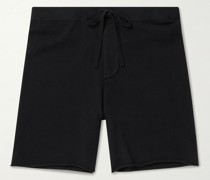 Gerade geschnittene Shorts aus gebürstetem recyceltem Kaschmir mit Kordelzugbund