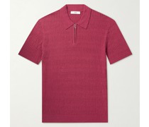 Pointelle-Knit Cotton-Blend Half-Zip Polo Shirt