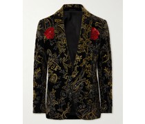 Metallic Embroidered Velvet Tuxedo Jacket