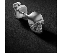Large Skull 18-Karat White Gold Diamond Single Earring