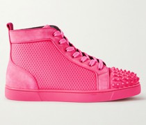 Louis High-Top-Sneakers aus Mesh mit Velourslederbesatz und Stachelnieten