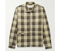 Signal Blouson aus einer karierten Leinen-Baumwollmischung