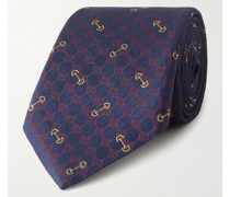 Krawatte aus Seiden-Jacquard mit Logostickerei, 7 cm