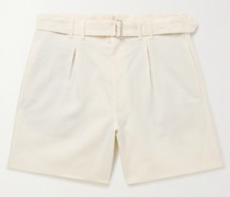Weit geschnittene Shorts aus Leinen mit Falten und Gürtel