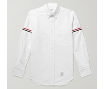 Button-Down Collar Striped Grosgrain-Trimmed Cotton-Oxford Shirt