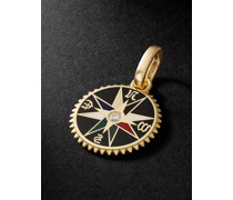 Internal Compass Anhänger aus Gold mit Diamanten und Emaille