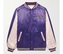 Bomberjacke aus Satin aus einer Baumwollmischung mit Applikation in Distressed-Optik