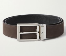 3.5cm Reversible Suede and Pebble-Grain Leather Belt