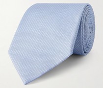 Krawatte aus Seiden-Jacquard mit Punkten, 8 cm