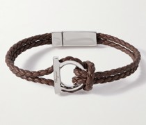 Armband aus Leder mit silberfarbenen Details und Logo