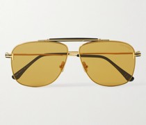 Jaden goldfarbene Pilotensonnenbrille mit Details aus Azetat
