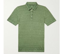 Slim-Fit Linen-Jersey Polo Shirt
