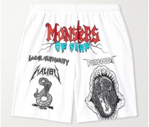 Monsters of Surf gerade geschnittene Shorts aus Baumwoll-Jersey mit Logoprint