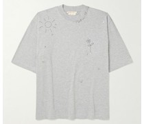 T-Shirt aus Baumwoll-Jersey mit Perlen-Stickereien und Verzierungen