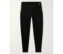 Tapered Webbing-Trimmed Cotton-Jersey Sweatpants