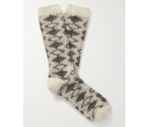 Brushed Intarsia-Knit Socks