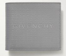 Aufklappbares Portemonnaie aus Leder mit Logoprägung und Applikation